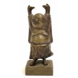 Oriental bronzed laughing Buddha figure