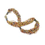 Tribal multi strand glass beaded Bonda necklace