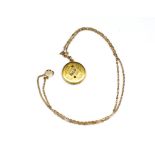 Antique gilt metal locket and chain