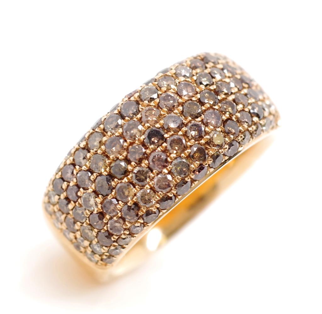 Pave set cognac diamond and 18ct rose gold ring - Image 2 of 6