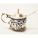 Silver mustard pot & spoon