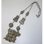 Chinese silver plate figural necklace