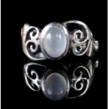 Art Nouveau blue moonstone and silver ring