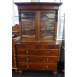 19th century flame mahogany elevated bookcase