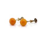 Early 20th C. amber and 9ct yellow gold ear clips