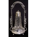 Vintage silver plate & crystal caster sugar shaker