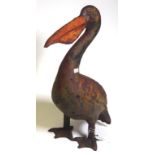 Decorative cast iron pelican garden statue