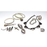 Silver and metal jewellery group