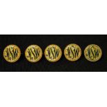 Collection five early 'NSW' lapel pin badges