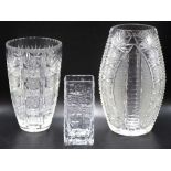 Two large Czechoslovakian crystal vases