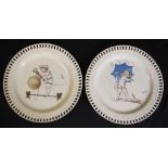 Pair Victorian Minton signed Boullemier plates