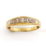 Diamond set wishbone 10ct yellow gold ring