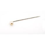 French Art Deco pearl and white gold stick pin