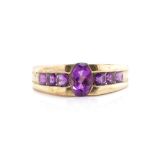 Amethyst set and 9ct gold ring