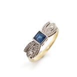 Art Deco two tone 9ct gold and gemstone ring