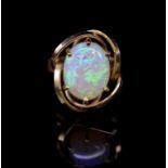 White opal and 9ct yellow gold cocktail ring