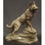 Antique French German shepherd spelter figure