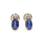 Sapphire, diamond and yellow gold stud earrings