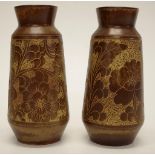 Pair of sgraffito pottery vases