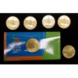 Six Australian commemorative $5 coins