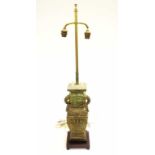 Chinese archaic style bronzed electric table lamp