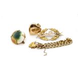 Antique gilt metal jewellery group