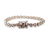 Silver and cz floral link bracelet