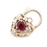 Garnet set 9ct yellow gold padlock clasp