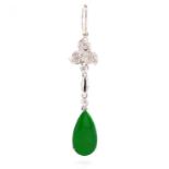 Jade, diamond and 18ct wihte gold pendant