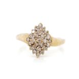 Diamond cluster and 9ct yellow gold ring