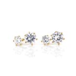 Cubic zirconia and 9ct yellow gold stud earrings