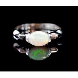 Opal and silver ring