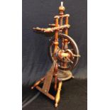 Antique turned wood spinning wheel