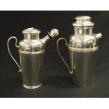 Two silver plate cocktail shakers