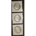 Three American silver half dollars