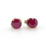 Ruby and 10ct yellow gold stud earrings