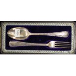 Cased George VI sterling silver fork & spoon set