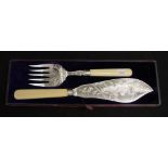 Cased antique fish server set