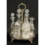 Antique crystal & silver plate cruet