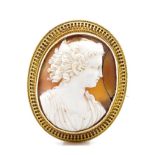 Victorian carved cameo and yellow gold brooch