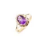 Art & Crafts amethyst and 9ct rose gold ring