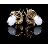 White opal and silver gilt stud earrings