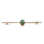 Antique turquoise and 9ct rose gold bar brooch