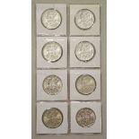 Eight Australian 1966 50 cent coins