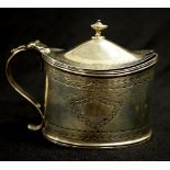 George III sterling silver bright cut mustard pot