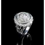A large diamond and 18ct white gold cluster ring
