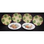 Four French Majolica fruit plates