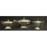 Art deco three piece silver plate teaset