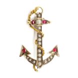 Antique Australian 9ct yellow gold anchor brooch