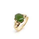 Nepherite jade and 9ct yellow gold ring